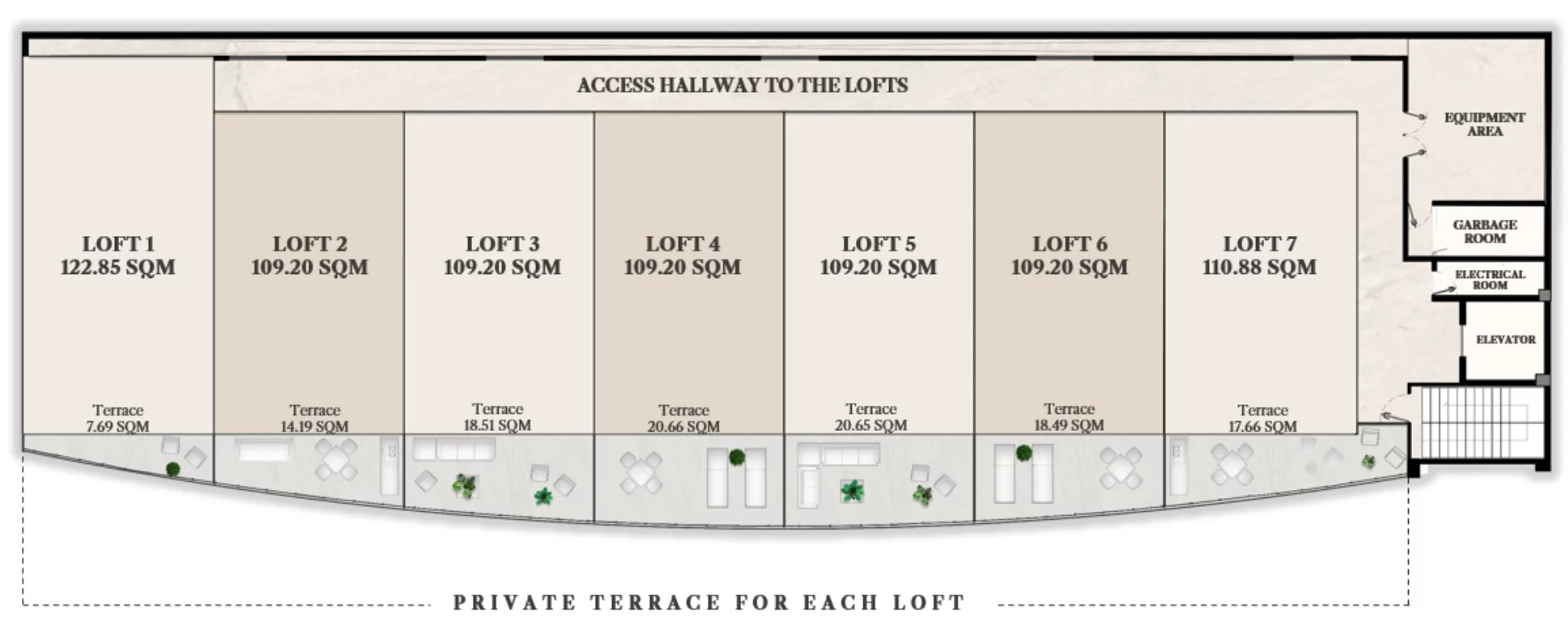 Loft apartments layout